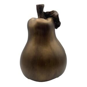 Vintage Folk Art 10" Resin Pear Bronze/Gold Table Decor Thanksgiving Holiday